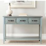 Distressed Light Blue 3-Drawer Console Table