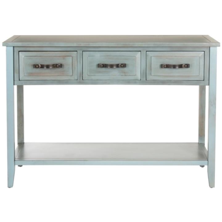 Distressed Light Blue 3-Drawer Console Table