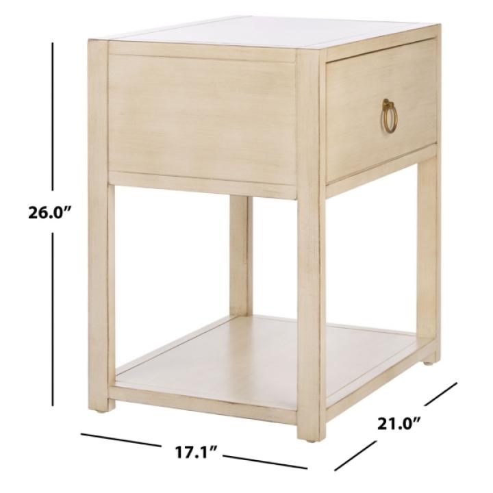 Cream Square Wood Nightstand