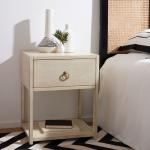 Cream Square Wood Nightstand