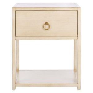 Cream Square Wood Nightstand