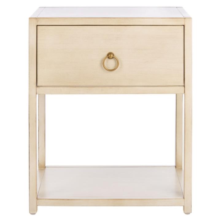 Cream Square Wood Nightstand