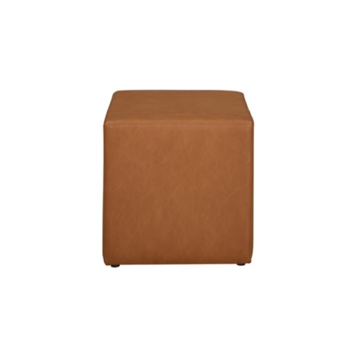 Newton Carmel Faux Leather Square Ottoman