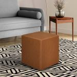 Newton Carmel Faux Leather Square Ottoman