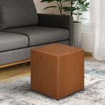Newton Carmel Faux Leather Square Ottoman