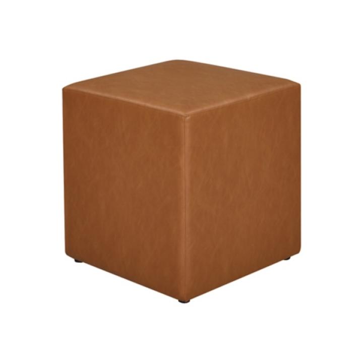 Newton Carmel Faux Leather Square Ottoman
