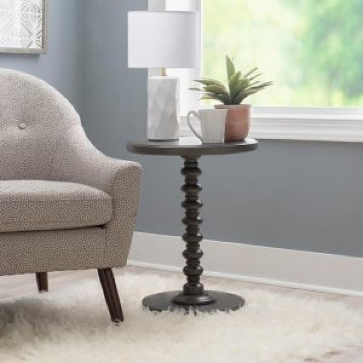 Gray Wood Spindle Side Table