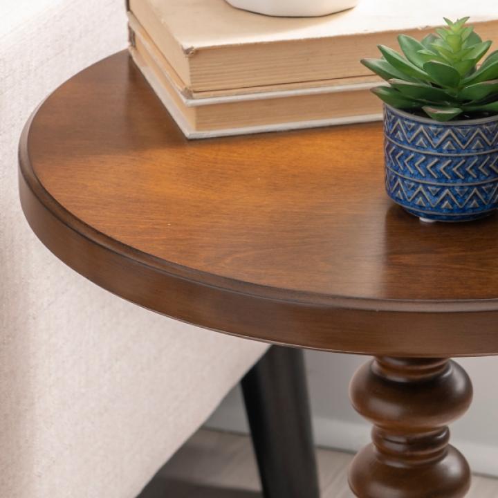 Brown Wood Spindle Side Table