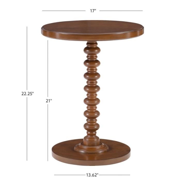 Brown Wood Spindle Side Table