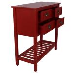Red Wood 4-Drawer Console Table