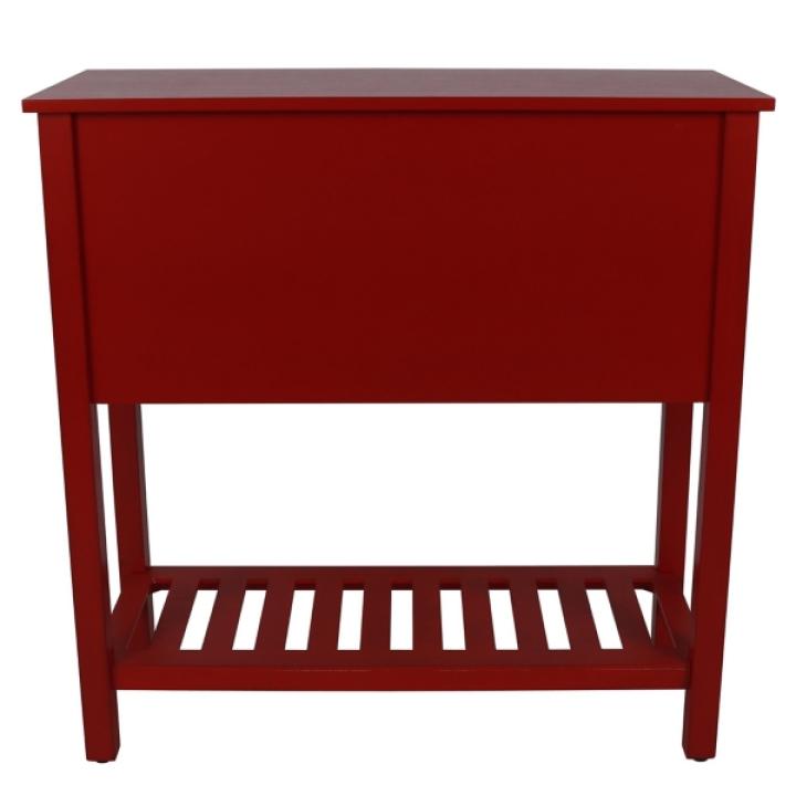 Red Wood 4-Drawer Console Table