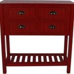 Red Wood 4-Drawer Console Table