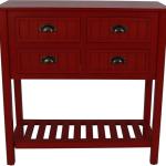 Red Wood 4-Drawer Console Table