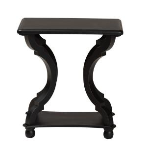 Black Hourglass Wood Accent Table