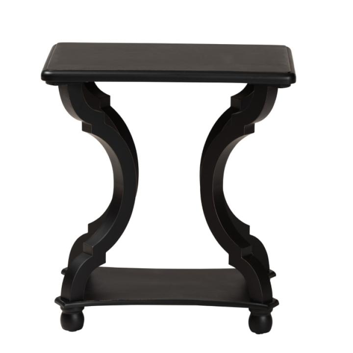 Black Hourglass Wood Accent Table