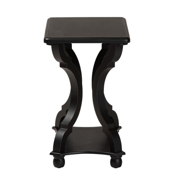 Black Hourglass Wood Accent Table