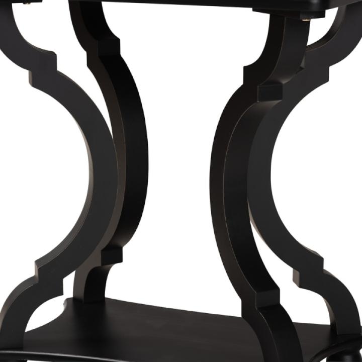 Black Hourglass Wood Accent Table