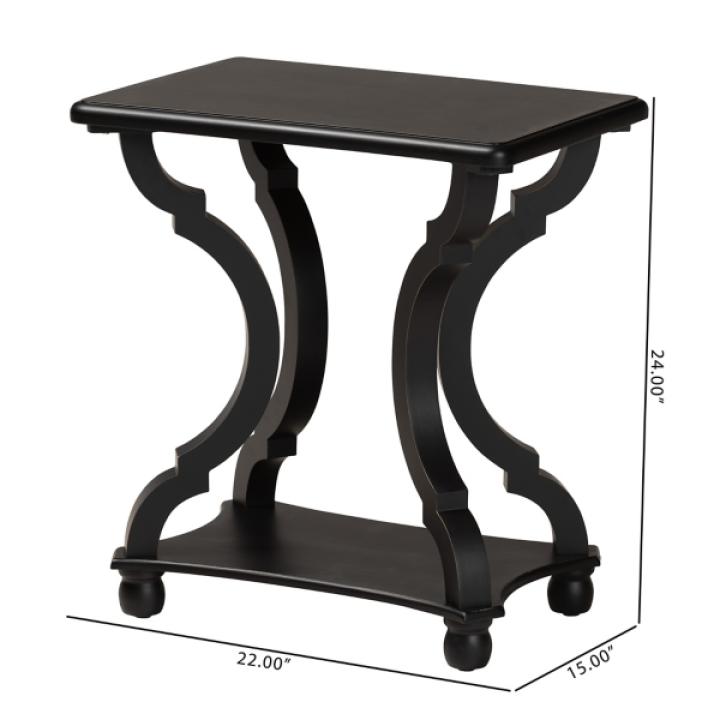 Black Hourglass Wood Accent Table