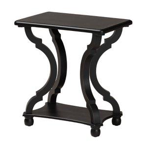 Black Hourglass Wood Accent Table
