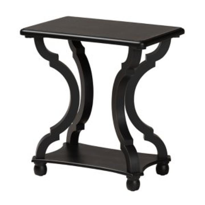 Black Hourglass Wood Accent Table