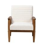 Ivory Boucle & Wood Frame Accent Chair