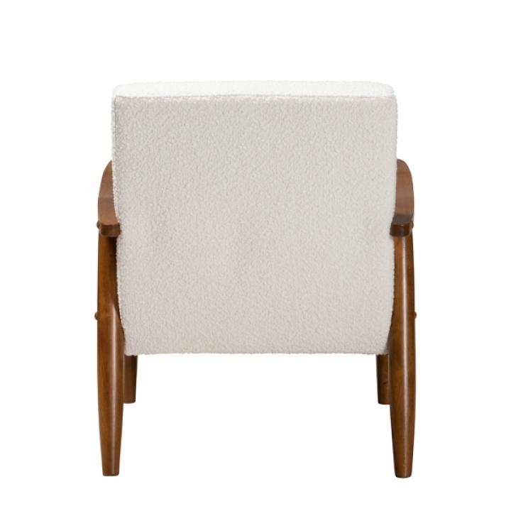 Ivory Boucle & Wood Frame Accent Chair