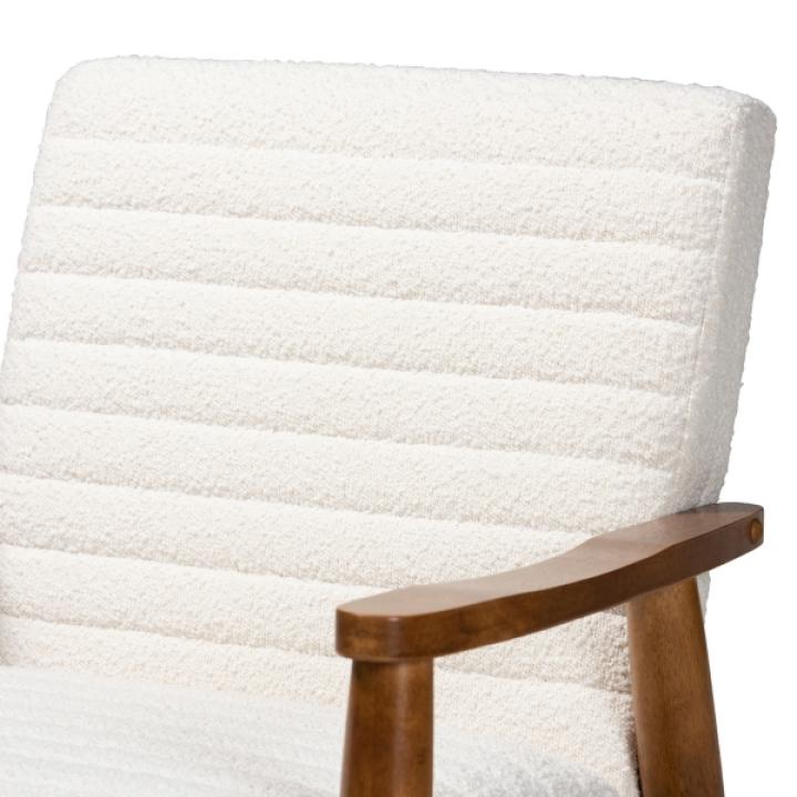 Ivory Boucle & Wood Frame Accent Chair