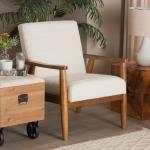 Ivory Boucle & Wood Frame Accent Chair
