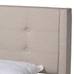 Beige Button Tufted Headboard Full Platform Bed