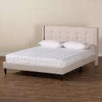 Beige Button Tufted Headboard Full Platform Bed