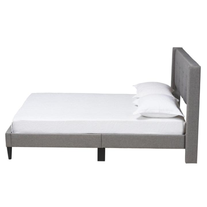 Gray Button Tufted Headboard Full Platform Bed