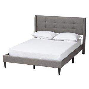Gray Button Tufted Headboard Full Platform Bed