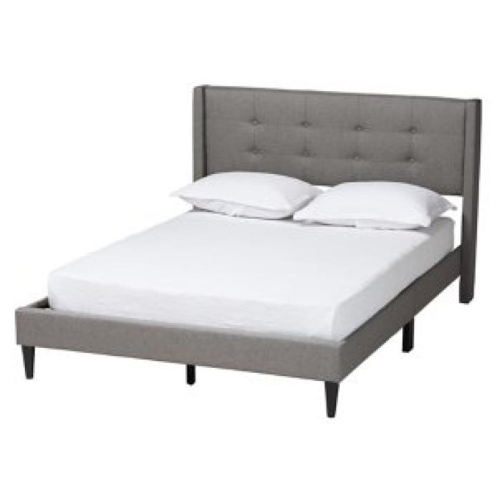 Gray Button Tufted Headboard Full Platform Bed