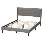 Amala Gray Button Tufted Queen Bed Frame
