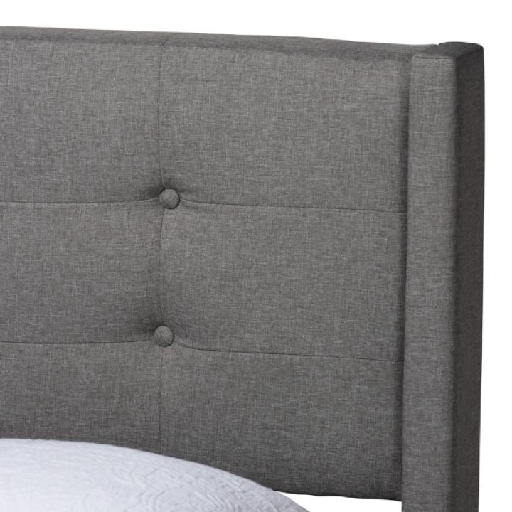 Amala Gray Button Tufted Queen Bed Frame