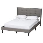 Amala Gray Button Tufted Queen Bed Frame