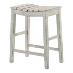 Whitewashed Saddle Seat Counter Stools, Set of 2