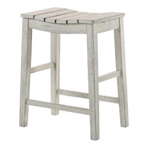 Whitewashed Saddle Seat Counter Stools, Set of 2