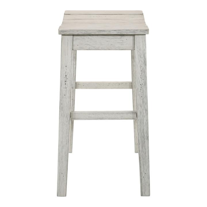 Whitewashed Saddle Seat Counter Stools, Set of 2