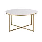 White Faux Marble & Gold X-Base Coffee Table