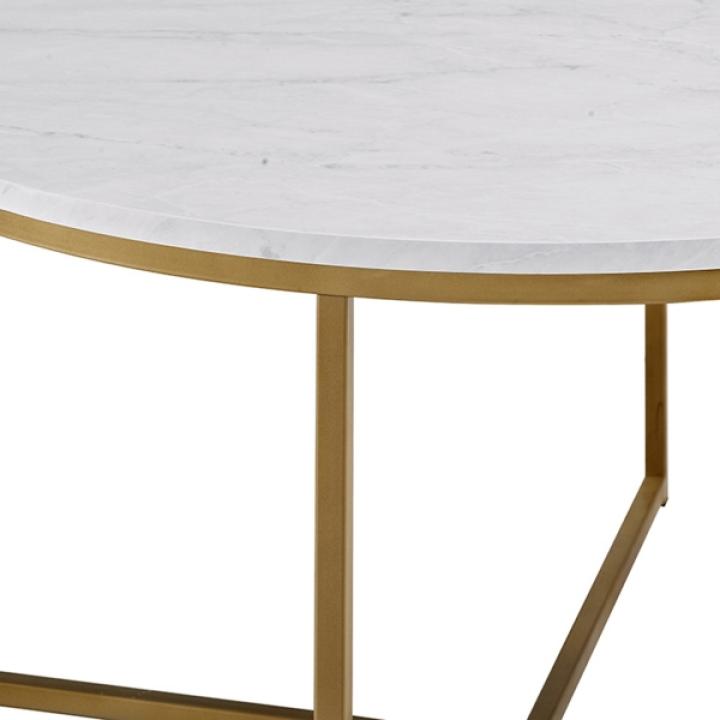 White Faux Marble & Gold X-Base Coffee Table