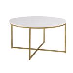 White Faux Marble & Gold X-Base Coffee Table