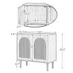 Black Wood and Arched Rattan 2-Door Cabinet