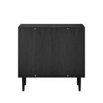 Black Wood and Arched Rattan 2-Door Cabinet