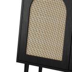 Black Wood and Arched Rattan 2-Door Cabinet