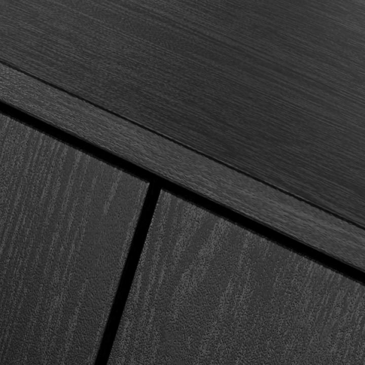 Black Wood and Arched Rattan 2-Door Cabinet