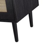 Black Wood and Arched Rattan 2-Door Cabinet