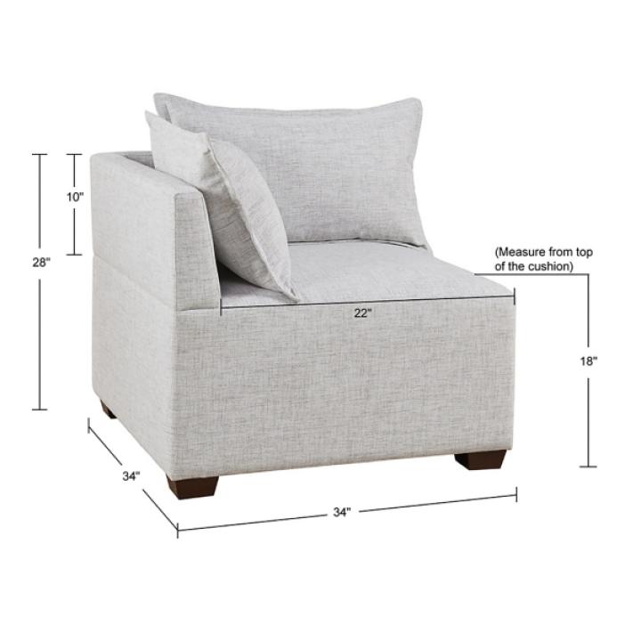 Silver Gray Modular Corner Accent Chair