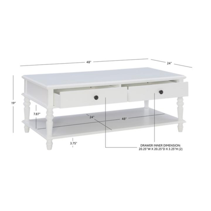 McGhie White 2-Drawer Coffee Table