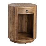 Round Brown Wood Accent Table